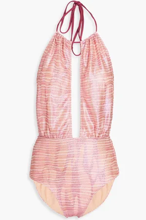 Missoni Cutout metallic crochet-knit swimsuit - Pink - IT 42