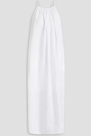 James Perse Gathered linen midi dress - - 1