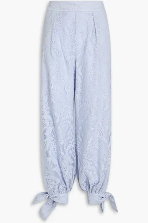 ZIMMERMANN Cotton-blend corded lace tapered pants - Blue - 0