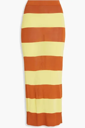 ZIMMERMANN Striped knitted midi skirt - Yellow - 1