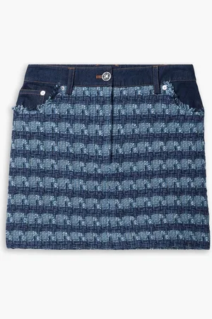 VERONICA BEARD Trufino cotton-blend tweed and denim mini skirt - - US 0