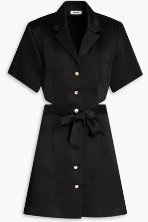 Sandro Cutout shantung mini shirt dress - - FR 42