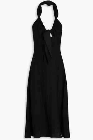 Sandro Knotted crinkled-gauze halterneck midi dress - - FR 42