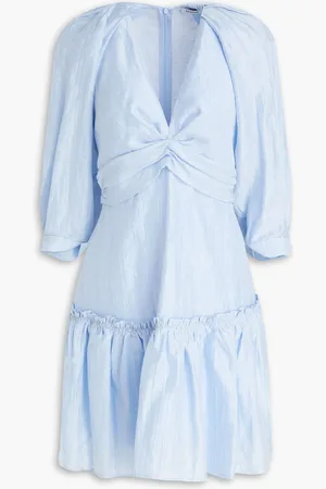 Sandro Ruffled linen-blend mini dress - Blue - FR 40