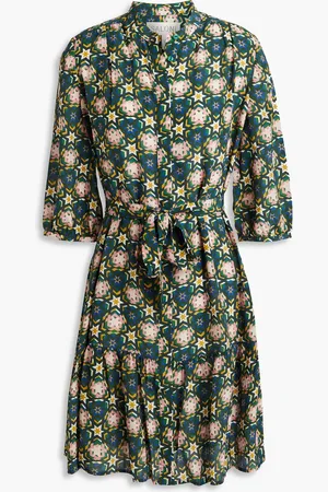 SALONI Tyra printed silk crepe de chine mini dress - Green - UK 8