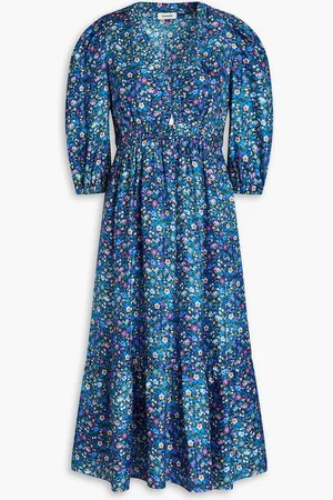 Sandro Floral-print silk-twill midi dress - - FR 36