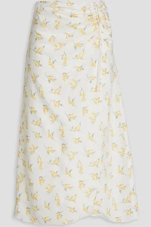 Claudie Pierlot Ruched floral-print crepe midi skirt - - FR 36