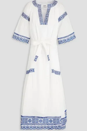 Claudie Pierlot Embroidered ramie and Lyocell-blend mousseline midi dress - - FR 36