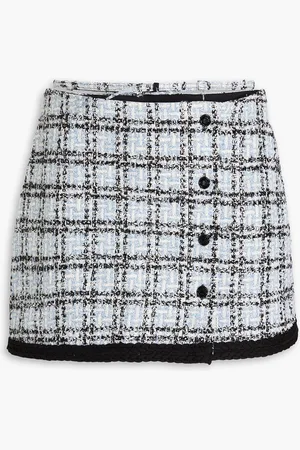 Maje Belted tweed mini skirt - Blue - FR 40