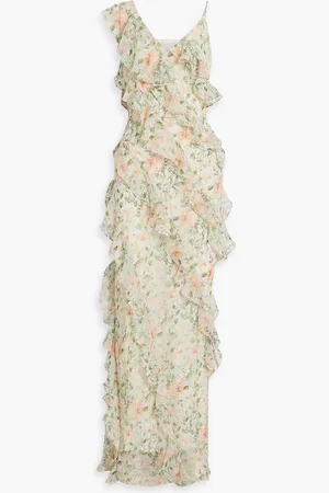 MIKAEL AGHAL Ruffled floral-print chiffon maxi dress - Green - US 10