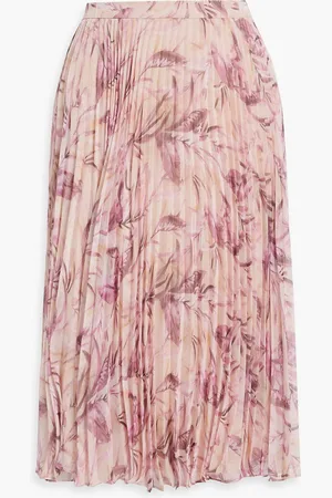 MIKAEL AGHAL Pleated floral-print chiffon skirt - Pink - US 10