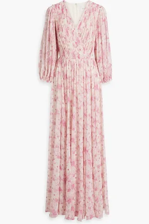 MIKAEL AGHAL Wrap-effect floral-print chiffon maxi dress - Pink - US 4