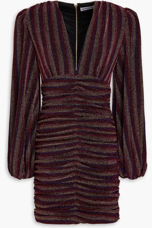Rebecca Vallance Aisha ruched striped lamé mini dress - - UK 8