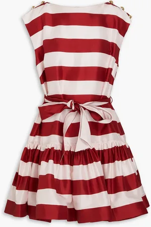ZIMMERMANN Belted striped silk-shantung mini dress - - 2