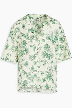 Sandro Floral-print linen-blend shirt - - 3