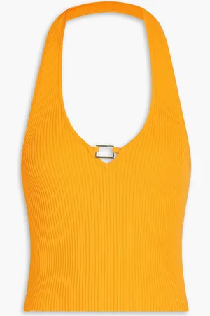 Sandro Appliquéd cropped ribbed-knit halterneck top - - 3