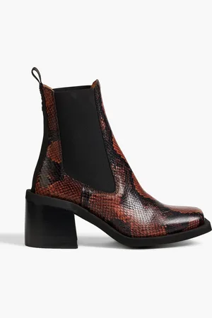 Ganni Snake-effect leather Chelsea boots - - EU 37