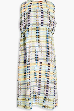 STINE GOYA Rowena checked crepe midi dress - Green - XS