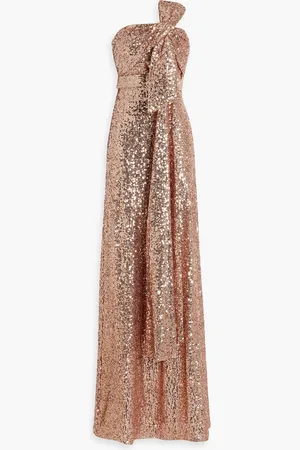 Badgley Mischka Strapless sequined tulle gown - Metallic - US 12