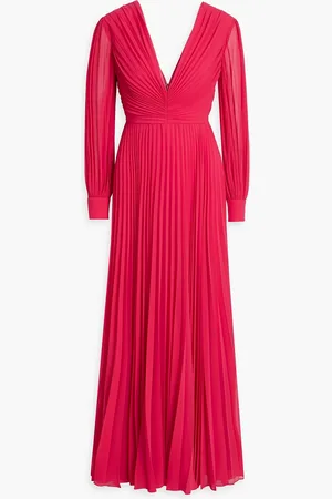 Badgley Mischka Plissé-chiffon gown - Orange - US 2