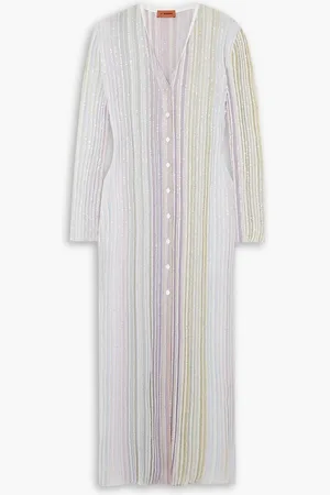 Missoni Sequin-embellished striped ribbed-knit cardigan - Purple - IT 40