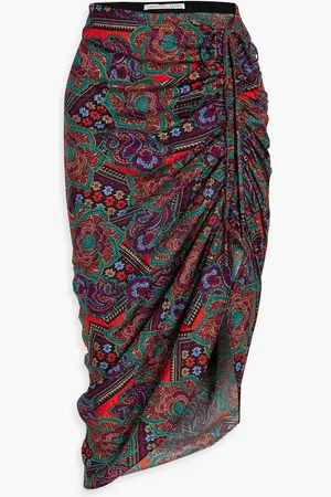 VERONICA BEARD Ari paisley-print silk-blend jacquard midi skirt - Burgundy - US 0
