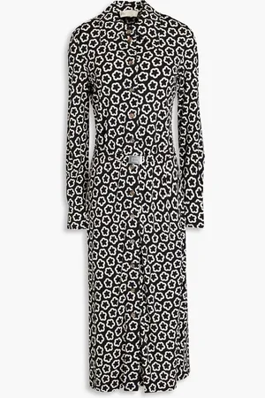Tory Burch Belted printed jersey midi shirt dress - - US 0