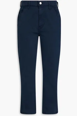 VERONICA BEARD Carly stretch-cotton twill straight-leg pants - Blue - 25