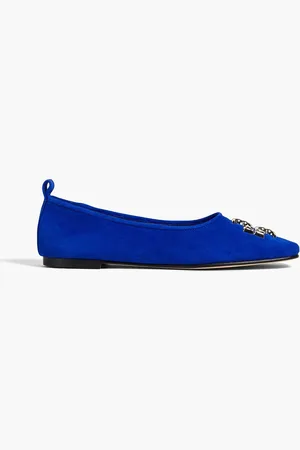 Tory Burch Eleanor embellished suede ballet flats - Blue - US 6
