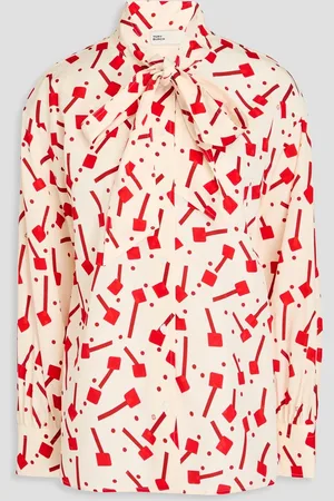 Tory Burch Pussy-bow printed jacquard blouse - White - US 0