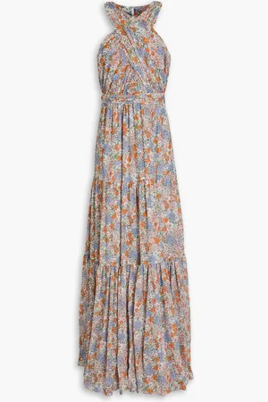 VERONICA BEARD Florencia tiered floral-print silk-chiffon maxi dress - Blue - US 8