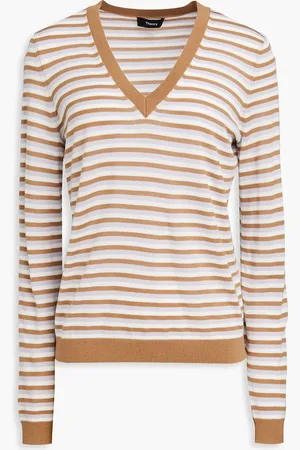 THEORY Striped wool-blend sweater - Brown - L