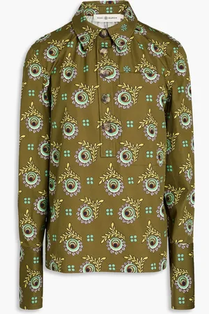 Tory Burch Printed cotton-poplin shirt - Green - US 2