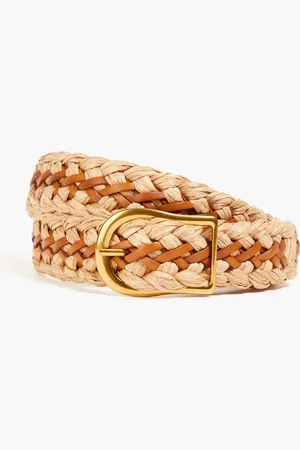 ZIMMERMANN Braided leather and faux raffia belt - Brown - M/L