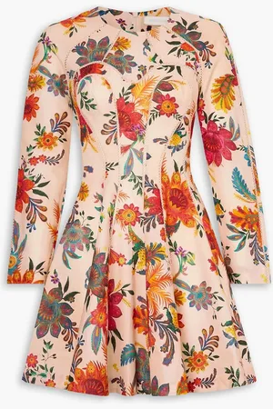 ZIMMERMANN Ginger lace-trimmed floral-print linen mini dress - Orange - 0