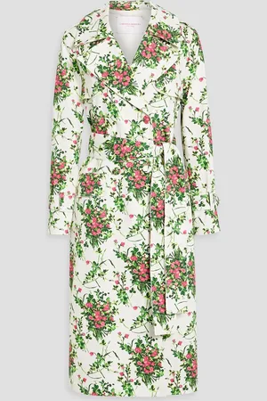 Carolina Herrera Floral-print cotton-blend faille trench coat - - US 2