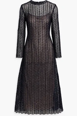 Oscar de la Renta Crocheted cotton and silk-blend midi dress - Blue - M