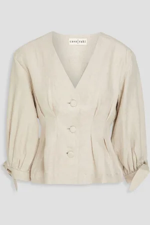 Casa Raki Cayetana pleated linen blouse - White - M