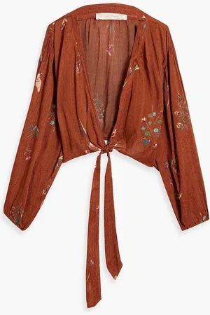 Savannah Morrow Catorito cropped printed bamboo and silk-blend top - - S