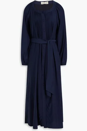 Casa Raki Felicia pintucked cupro midi dress - Blue - M