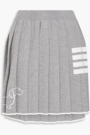 Thom Browne Pleated striped intarsia wool-blend mini skirt - - IT 46