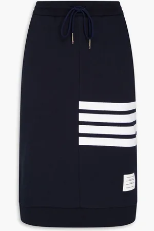 Thom Browne Striped French cotton-terry skirt - Blue - IT 36