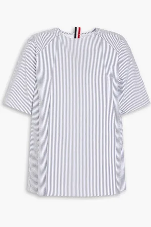 Thom Browne Striped cotton-seersucker top - Blue - IT 38