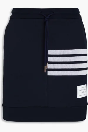 Thom Browne Striped French cotton-terry mini skirt - Blue - IT 38