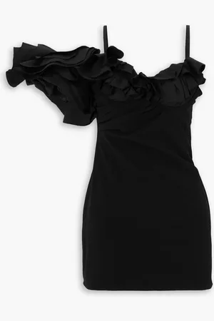 Jacquemus Duna ruffled grain de poudre-trimmed wool-blend mini dress - - FR 36