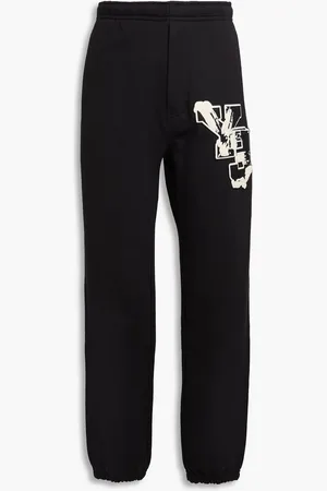 Y-3 Embroidered French cotton-terry sweatpants - - XL