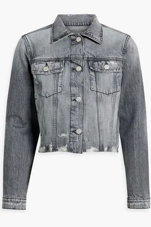 Frame Cropped distressed denim jacket - - XL