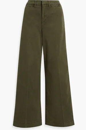 Frame Cotton-blend twill wide-leg pants - Green - 29