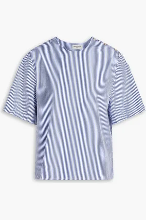 OFFICINE GENERALE Zelie striped cotton-poplin top - Blue - M