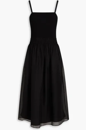 Vince Shirred TENCEL™-blend organza midi dress - - M